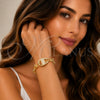 Pulsera Elegante 03.266.0092.07 Oro Laminado, Diseño de Puff Mariner, con Zirconia Cubica Blanca, Pulido, Tono Dorado (Grosor 09 MM, 8 Pulgadas de Largo)