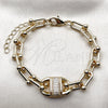 Pulsera Elegante 03.266.0092.07 Oro Laminado, Diseño de Puff Mariner, con Zirconia Cubica Blanca, Pulido, Tono Dorado (Grosor 09 MM, 8 Pulgadas de Largo)