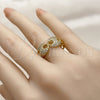 Anillo Multi Piedra 01.282.0007 Oro Laminado, Diseño de Puff Mariner, con Zirconia Cubica Blanca, Pulido, Tono Dorado (Talla Unica)