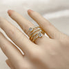 Anillo Multi Piedra 01.282.0015 Oro Laminado, Diseño de Baguette, con Zirconia Cubica Blanca, Pulido, Tono Dorado (Talla Unica)