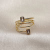 Anillo Multi Piedra 01.282.0015 Oro Laminado, Diseño de Baguette, con Zirconia Cubica Blanca, Pulido, Tono Dorado (Talla Unica)