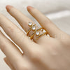 Anillo Multi Piedra 01.282.0017 Oro Laminado, con Zirconia Cubica Blanca, Pulido, Tono Dorado (Talla Unica)
