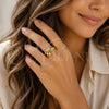Anillo Multi Piedra 01.282.0018 Oro Laminado, con Zirconia Cubica Blanca, Pulido, Tono Dorado (Talla Unica)