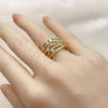 Anillo Multi Piedra 01.282.0018 Oro Laminado, con Zirconia Cubica Blanca, Pulido, Tono Dorado (Talla Unica)