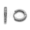 Argolla Huggie 02.452.0017.14 Rodio Laminado, con Zirconia Cubica Blanca, Pulido, Rodinado