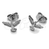 Arete Dormilona 02.344.0191 Rodio Laminado, Diseño de Pajaro, con Micro Pave Blanca, Pulido, Rodinado