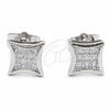 Arete Dormilona 02.344.0197 Rodio Laminado, con Micro Pave Blanca, Pulido, Rodinado