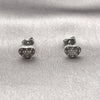 Arete Dormilona 02.344.0118.2 Rodio Laminado, Diseño de Corazón, con Micro Pave Blanca y Zirconia Cubica Blanca, Pulido, Rodinado