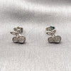 Arete Dormilona 02.344.0165.1 Rodio Laminado, Diseño de Cereza, con Micro Pave Blanca, Pulido, Rodinado