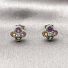 Arete Dormilona 02.344.0234 Rodio Laminado, Diseño de Trébol de Cuatro Hojas, con Zirconia Cubica Multicolor, Pulido, Rodinado