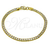 Pulsera Básica 04.297.0001.08 Oro Laminado, Diseño de Cubana, Diamantado, Dos Tonos (Grosor 04.2 MM, 8 Pulgadas de Largo)
