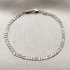 Pulsera Básica 04.297.0002.08 Oro Laminado, Diseño de Figaro, Diamantado, Dos Tonos (Grosor 03 MM, 8 Pulgadas de Largo)