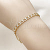 Pulsera Básica 04.297.0006.08 Oro Laminado, Diseño de Miami Cubana, Diamantado, Dos Tonos (Grosor 04.9 MM, 8 Pulgadas de Largo)