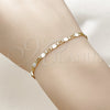 Pulsera Elegante 04.297.0008.08 Oro Laminado, Diseño de Figaro, Diamantado, Dos Tonos (Grosor 03 MM, 8 Pulgadas de Largo)