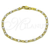 Pulsera Elegante 04.297.0008.08 Oro Laminado, Diseño de Figaro, Diamantado, Dos Tonos (Grosor 03 MM, 8 Pulgadas de Largo)