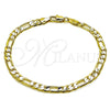 Pulsera Básica 5.222.014.1.09 Oro Laminado, Diseño de Figaro, Pulido, Dos Tonos (Calibre 140, Grosor 05 MM, 9 Pulgadas de Largo)