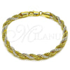 Pulsera Básica 5.222.033.2.09 Oro Laminado, Diseño de Rope, Pulido, Dos Tonos (Grosor 05.5 MM, 9 Pulgadas de Largo)