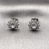 Arete Dormilona 02.260.0040 Rodio Laminado, Diseño de Flor y Cluster, con Zirconia Cubica Blanca, Pulido, Rodinado