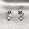 Arete Dormilona 02.260.0043 Rodio Laminado, Diseño de Corazón, con Zirconia Cubica Blanca, Pulido, Rodinado
