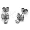 Arete Dormilona 02.260.0044 Rodio Laminado, Diseño de Arco y Baguette, con Zirconia Cubica Blanca, Pulido, Rodinado