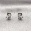 Arete Dormilona 02.260.0048 Rodio Laminado, Diseño de Oja, con Zirconia Cubica Blanca, Pulido, Rodinado
