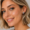 Arete Dormilona 02.260.0049 Rodio Laminado, Diseño de Flor, con Zirconia Cubica Blanca, Pulido, Rodinado