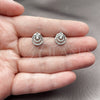 Arete Dormilona 02.260.0050 Rodio Laminado, con Zirconia Cubica Blanca y Micro Pave Blanca, Pulido, Rodinado