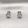 Arete Dormilona 02.260.0050 Rodio Laminado, con Zirconia Cubica Blanca y Micro Pave Blanca, Pulido, Rodinado