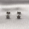 Arete Dormilona 02.260.0051 Rodio Laminado, Diseño de Estrella, con Micro Pave Blanca, Pulido, Rodinado