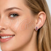 Arete Dormilona 02.260.0052 Rodio Laminado, Diseño de Oja, con Zirconia Cubica Rubi y Micro Pave Blanca, Pulido, Rodinado