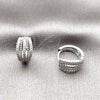 Argolla Huggie 02.260.0058.15 Rodio Laminado, con Micro Pave Blanca, Pulido, Rodinado
