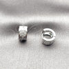 Argolla Huggie 02.260.0060.12 Rodio Laminado, Diseño de Corazón, con Zirconia Cubica Blanca, Pulido, Rodinado