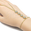 Pulsera Elegante 03.60.0159.07 Oro Laminado, Diseño de Estrella y Rolo, con Micro Pave Blanca, Pulido, Tono Dorado (Grosor 02 MM, 7 Pulgadas de Largo)