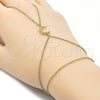 Pulsera Elegante 03.213.0442.13 Oro Laminado, Diseño de Luna y Rolo, con Zirconia Cubica Blanca, Pulido, Tono Dorado (Grosor 01.4 MM, 13 Pulgadas de Largo)