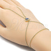Pulsera Elegante 03.60.0164.13 Oro Laminado, Diseño de Ojo Griego y Baguette, con Zirconia Cubica Blanca, Esmaltado Azul, Tono Dorado (Grosor 01 MM, 13 Pulgadas de Largo)