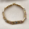 Pulsera Solida 03.213.0402.1.07 Oro Laminado, Diseño de Corazón, Diamantado, Tono Dorado (Grosor 08.5 MM, 7 Pulgadas de Largo)
