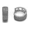Argolla Huggie 02.237.0092.15 Rodio Laminado, con Micro Pave Blanca, Pulido, Rodinado