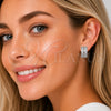 Argolla Huggie 02.237.0096.18 Rodio Laminado, Diseño de Baguette, con Zirconia Cubica Blanca, Pulido, Rodinado