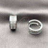Argolla Huggie 02.237.0099.16 Rodio Laminado, Diseño de Baguette, con Zirconia Cubica Blanca, Pulido, Rodinado