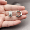 Argolla Huggie 02.237.0101.18 Rodio Laminado, Diseño de Baguette, con Zirconia Cubica Blanca, Pulido, Rodinado