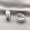 Argolla Huggie 02.237.0101.18 Rodio Laminado, Diseño de Baguette, con Zirconia Cubica Blanca, Pulido, Rodinado