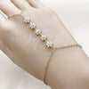 Pulsera Elegante 03.213.0443.07 Oro Laminado, Diseño de Flor, con Zirconia Cubica Blanca, Pulido, Tono Dorado (Grosor 01.4 MM, 7 Pulgadas de Largo)