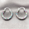 Argolla Mediana 02.436.0063.2.25 Rodio Laminado, con Zirconia Cubica Multicolor, Pulido, Rodinado