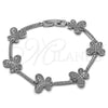 Pulsera Tennis 03.266.0074.1.07 Rodio Laminado, Diseño de Mariposa, con Zirconia Cubica Blanca, Pulido, Rodinado (Grosor 13.4 MM, 7 Pulgadas de Largo)