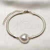 Pulsera Elegante 03.60.0187.07 Oro Laminado, Diseño de Corazón y Cluster, con Perla Marfil y Zirconia Cubica Blanca, Pulido, Tono Dorado (Grosor 03 MM, 7 Pulgadas de Largo)