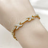 Pulsera Tennis 03.283.0593.07 Oro Laminado, Diseño de Besos y Abrazos y Infinito, con Zirconia Cubica Blanca, Pulido, Tono Dorado (Grosor 07.8 MM, 8 Pulgadas de Largo)