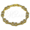 Pulsera Tennis 03.283.0593.07 Oro Laminado, Diseño de Besos y Abrazos y Infinito, con Zirconia Cubica Blanca, Pulido, Tono Dorado (Grosor 07.8 MM, 8 Pulgadas de Largo)