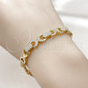 Pulsera Tennis 03.283.0595.07 Oro Laminado, Diseño de Besos y Abrazos, con Micro Pave Blanca, Pulido, Tono Dorado (Grosor 07.2 MM, 8 Pulgadas de Largo)