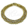 Pulsera Tennis 03.283.0602.07 Oro Laminado, Diseño de Cruz y Besos y Abrazos, con Zirconia Cubica Blanca, Pulido, Tono Dorado (Grosor 10 MM, 8 Pulgadas de Largo)