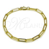 Pulsera Elegante 04.213.0332.07 Oro Laminado, Diseño de Paperclip, Pulido, Tono Dorado (Grosor 04 MM, 7 Pulgadas de Largo)